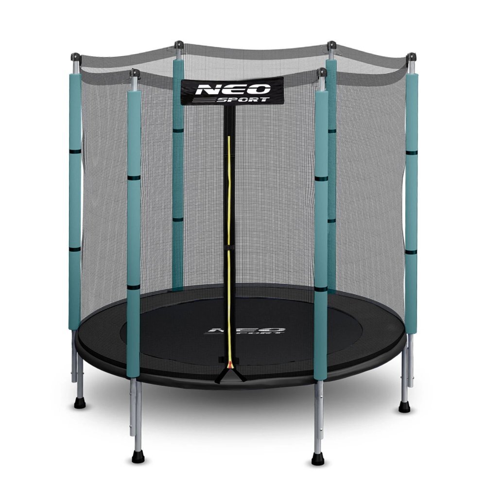 Neo Sport Trambulina de gradina pentru copii 140 cm 4.5ft Neo-Sport Verde inchis Plasa exterioara Stalpi metalici cu protectie din burete Intrare cu fermoar si catarama Covoras impermeabil flexibil
