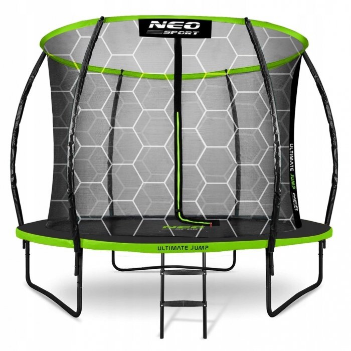 Neo Sport Trambulina de gradina pentru copii Neo-Sport Comb 252cm 8ftcu Scara si Plasa interioara Stalpi metalici cu protectie din burete Intrare cu fermoar si catarama Covoras impermeabil flexibil