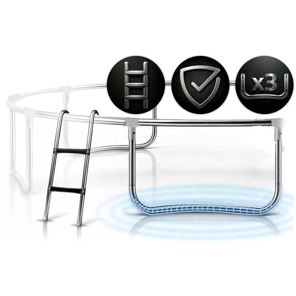 Neo Sport Trambulina de gradina pentru copii Neo-Sport Comb 252cm 8ftcu Scara si Plasa interioara Stalpi metalici cu protectie din burete Intrare cu fermoar si catarama Covoras impermeabil flexibil