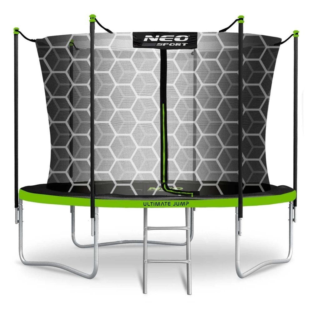 Neo Sport Trambulina de gradina pentru copii Neo-Sport Comb 312cm 10ftcu Scara si Plasa interioara Stalpi metalici cu protectie din burete Intrare cu fermoar si catarama Covoras impermeabil flexibil Sarcina maxima 150kg