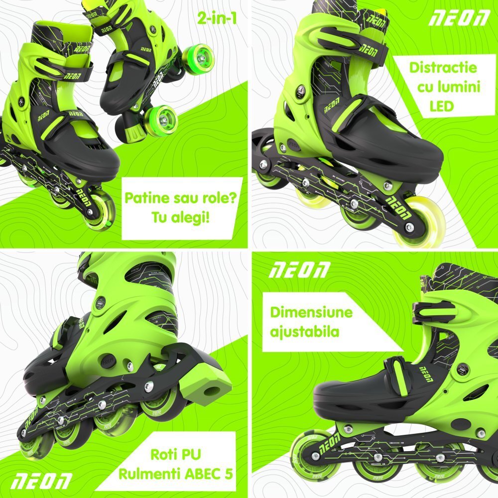 Neon Role 2 in 1 Combo Skates marime 34-37 green