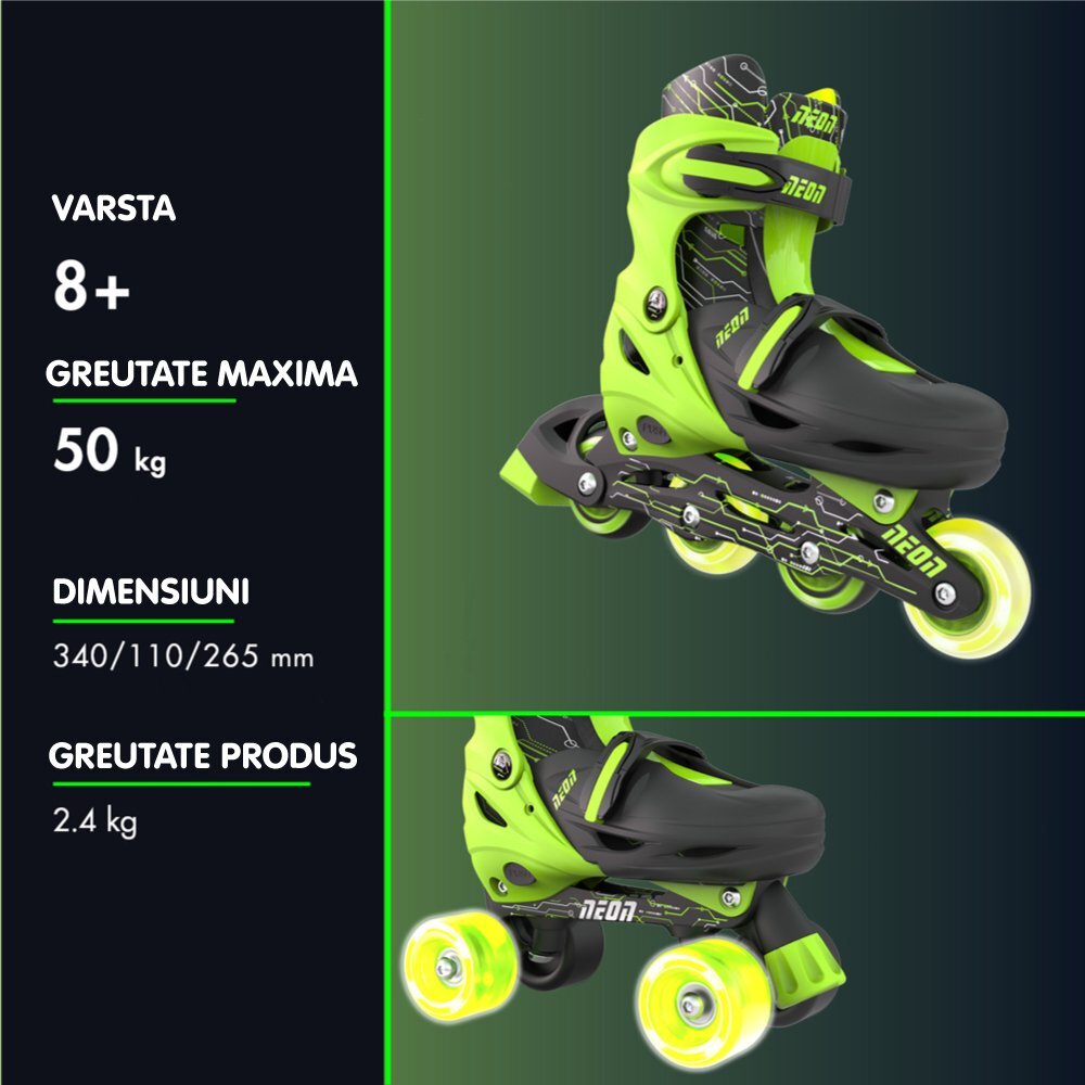 Neon Role 2 in 1 Combo Skates marime 34-37 green