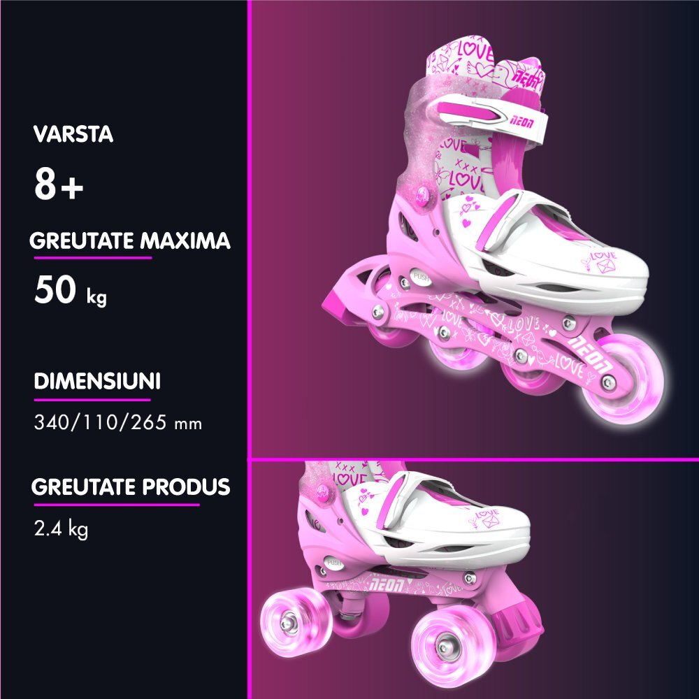Neon Role 2 in 1 Combo Skates marime 34-37 pink