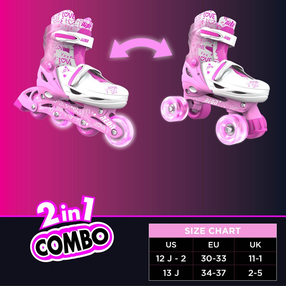 Neon Role 2 in 1 Combo Skates marime 34-37 pink