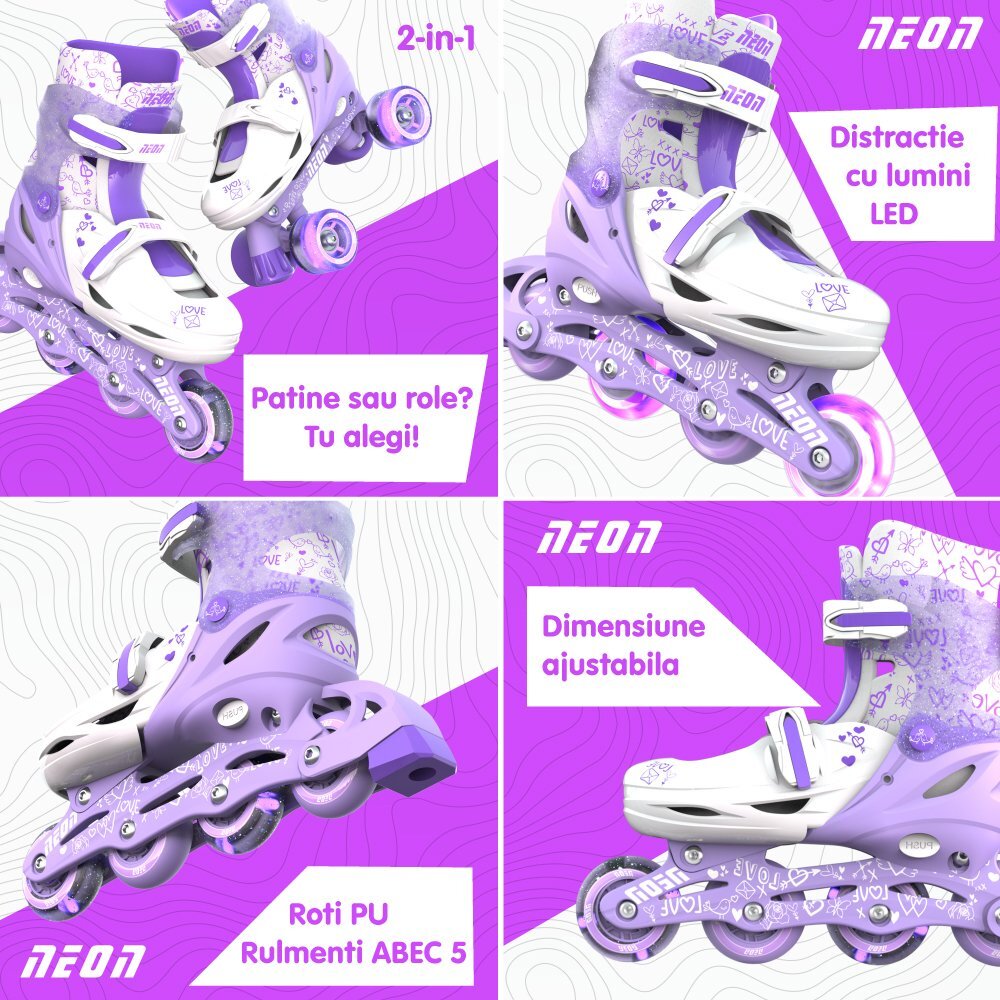 Neon Role 2 in 1 Combo Skates marime 34-37 purple