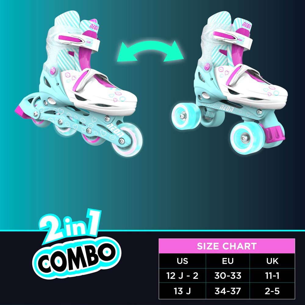 Neon Role 2 in 1 Combo Skates marime 34-37 teal pink