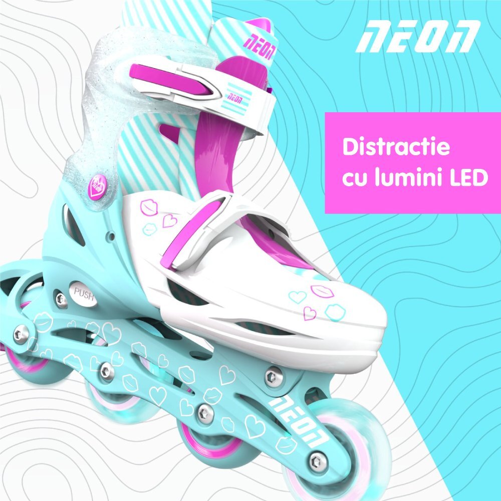 Neon Role Inline Skates marime 34-37 Teal Pink