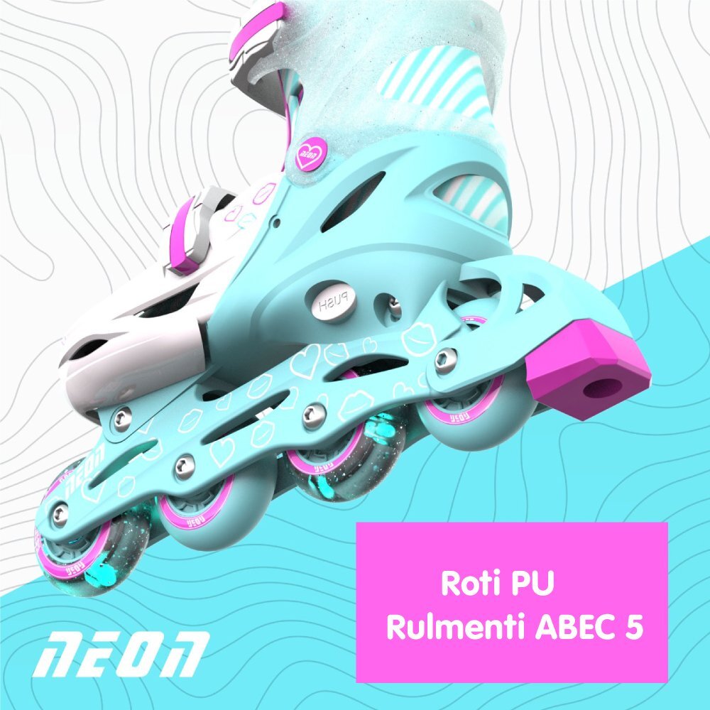 Neon Role Inline Skates marime 34-37 Teal Pink