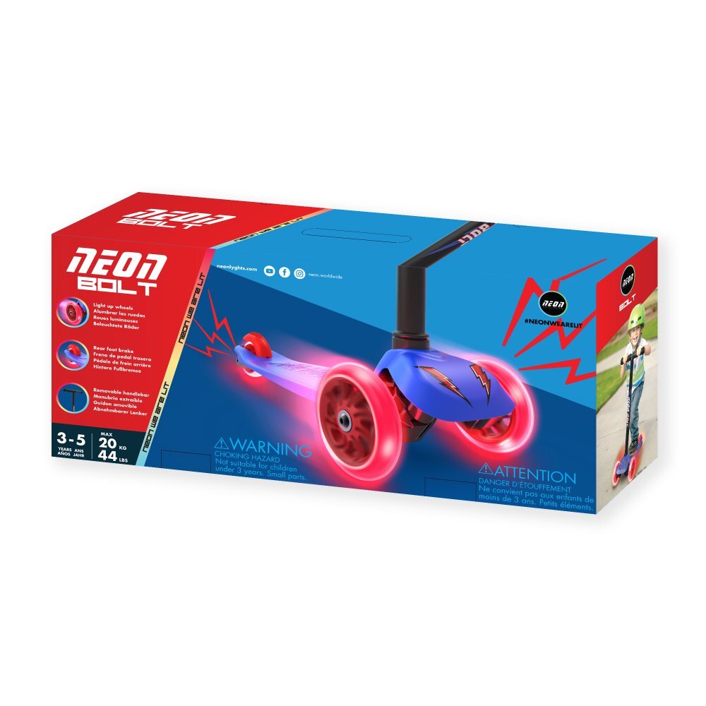Neon Trotineta cu 3 roti Bolt blue roti Led greutate admisa 25 kg