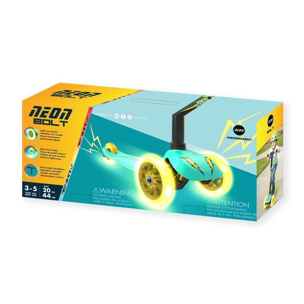 Neon Trotineta cu 3 roti Bolt green roti Led greutate admisa 25 kg