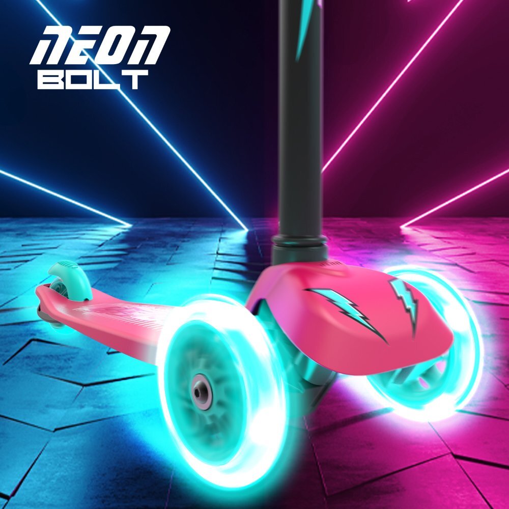 Neon Trotineta cu 3 roti Bolt pink roti Led greutate admisa 25 kg