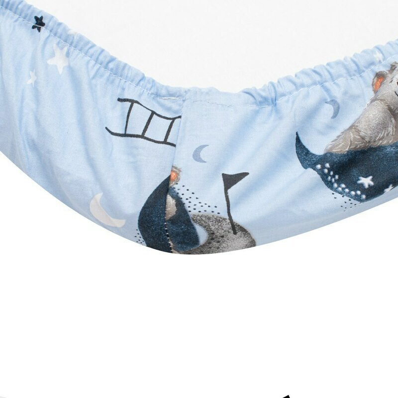 New Baby Cearceaf cu elastic pentru landou Teddy bear in space din bumbac certificat Oeko-Tex 100 35 x 75 cm 0 luni+