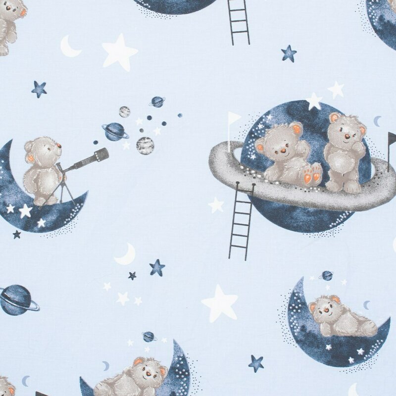 New Baby Cearceaf cu elastic pentru landou Teddy bear in space din bumbac certificat Oeko-Tex 100 35 x 75 cm 0 luni+