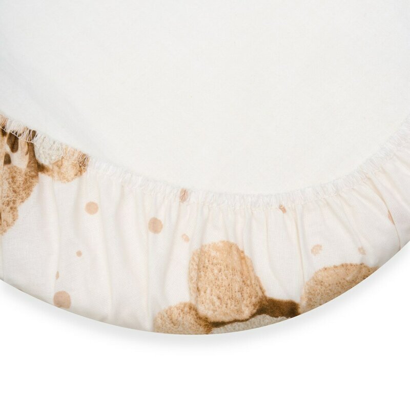 New Baby Cearceaf cu elastic Teddy bear beige din bumbac pentru landou 35 x 75 cm
