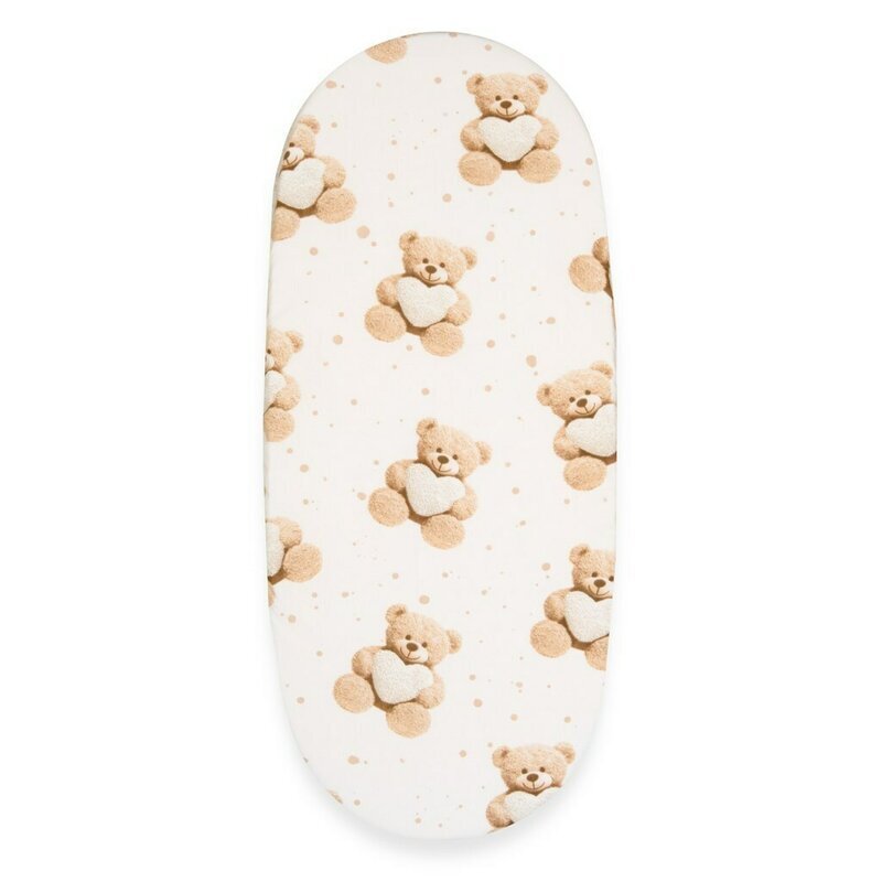 New Baby Cearceaf cu elastic Teddy bear beige din bumbac pentru landou 35 x 75 cm