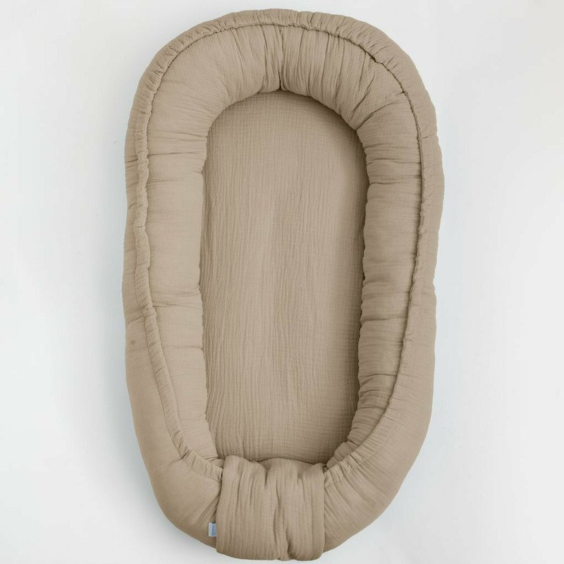 New Baby Cosulet bebelus Baby Nest 80 x 50 cm din muselina beige