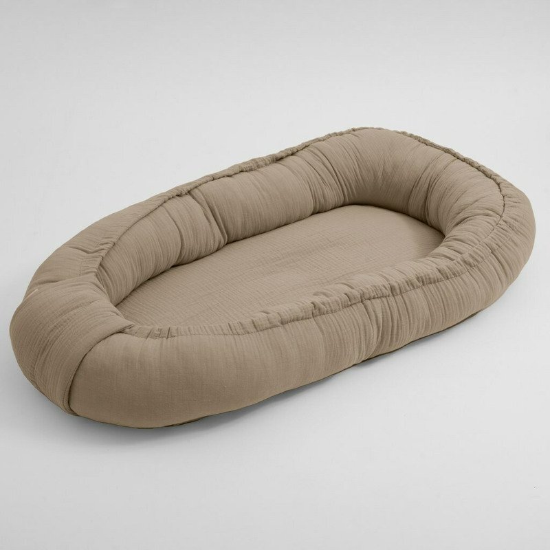 New Baby Cosulet bebelus Baby Nest 80 x 50 cm din muselina beige