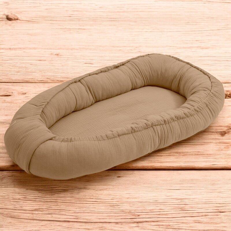 New Baby Cosulet bebelus Baby Nest 80 x 50 cm din muselina coffe