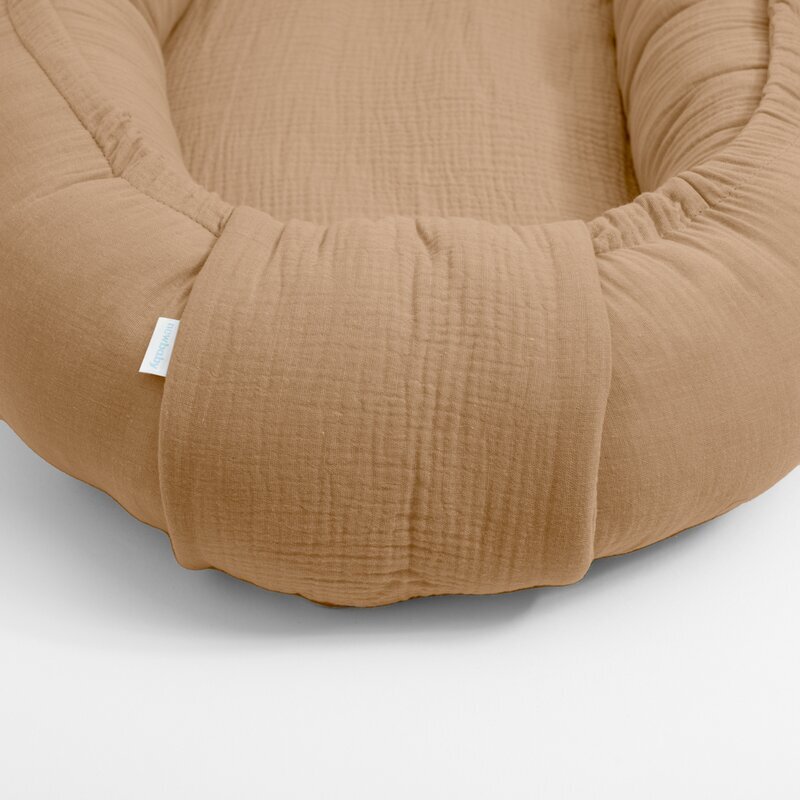 New Baby Cosulet bebelus Baby Nest 80 x 50 cm din muselina coffe