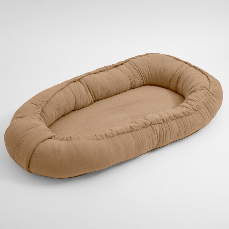 New Baby Cosulet bebelus Baby Nest 80 x 50 cm din muselina coffe