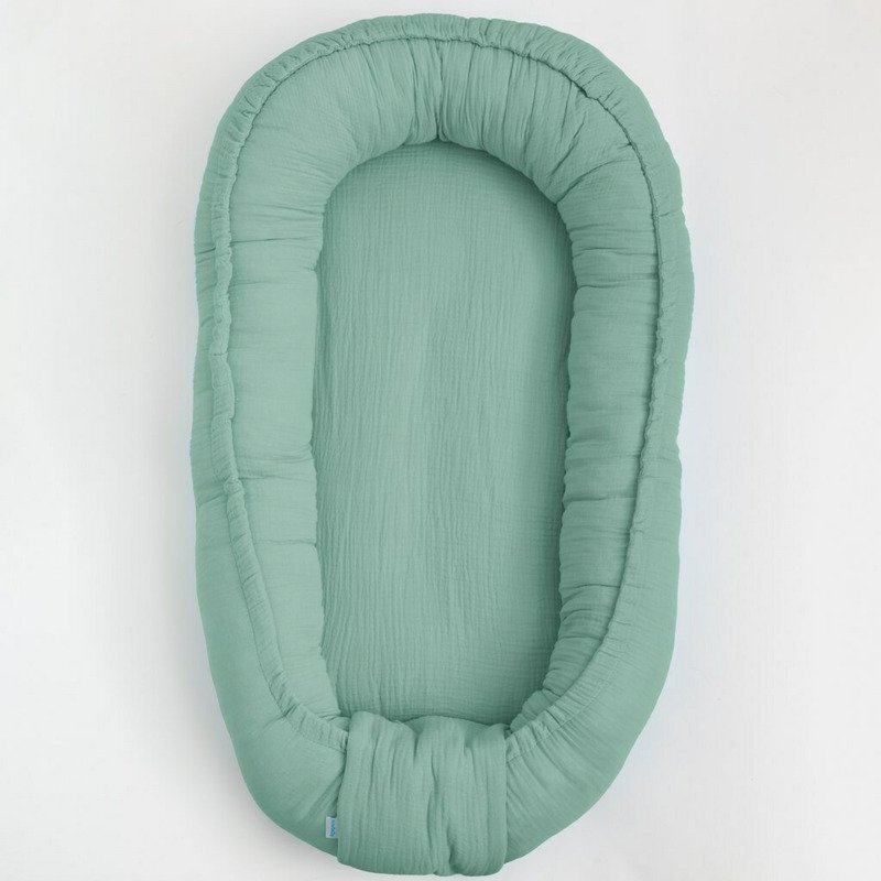 New Baby Cosulet bebelus Baby Nest 80 x 50 cm din muselina green
