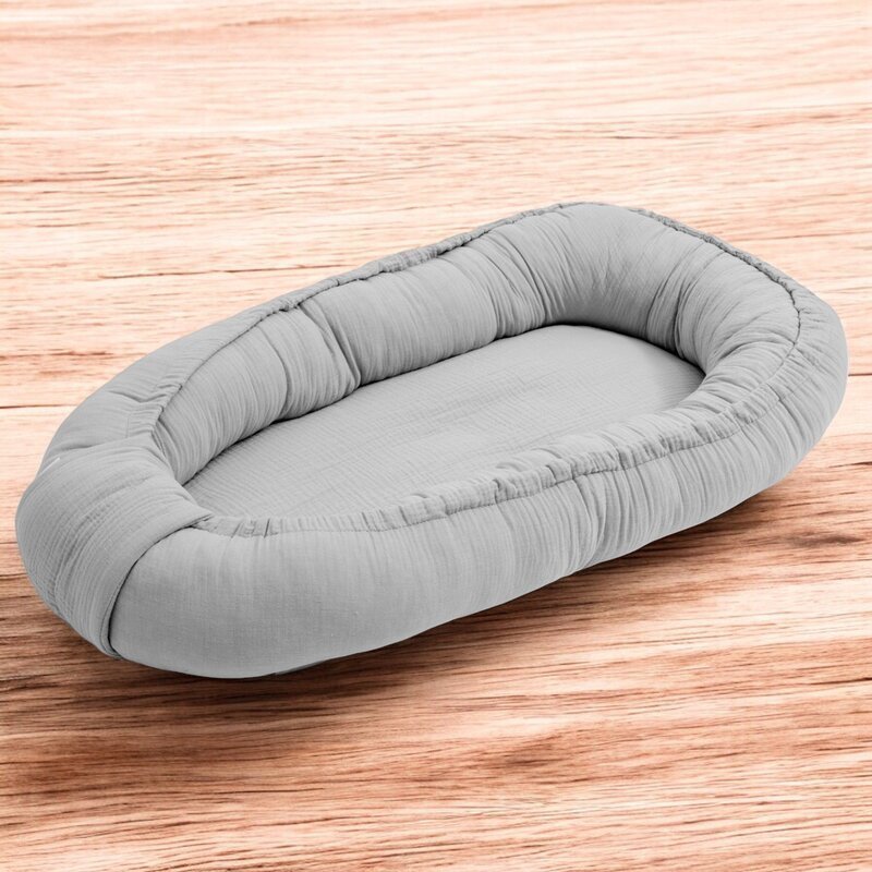 New Baby Cosulet bebelus Baby Nest 80 x 50 cm din muselina light grey