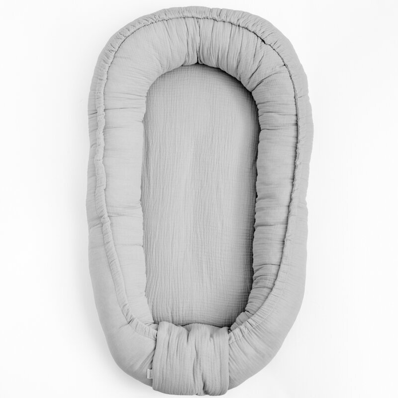 New Baby Cosulet bebelus Baby Nest 80 x 50 cm din muselina light grey