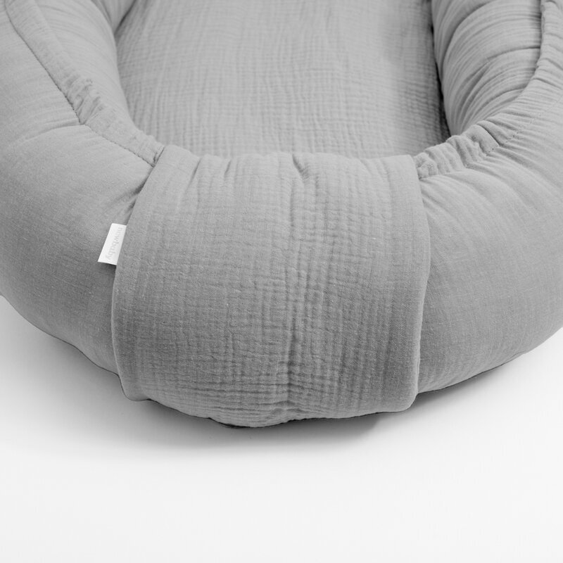 New Baby Cosulet bebelus Baby Nest 80 x 50 cm din muselina light grey
