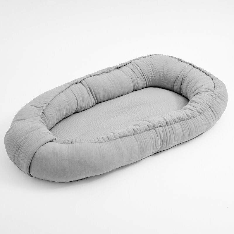 New Baby Cosulet bebelus Baby Nest 80 x 50 cm din muselina light grey