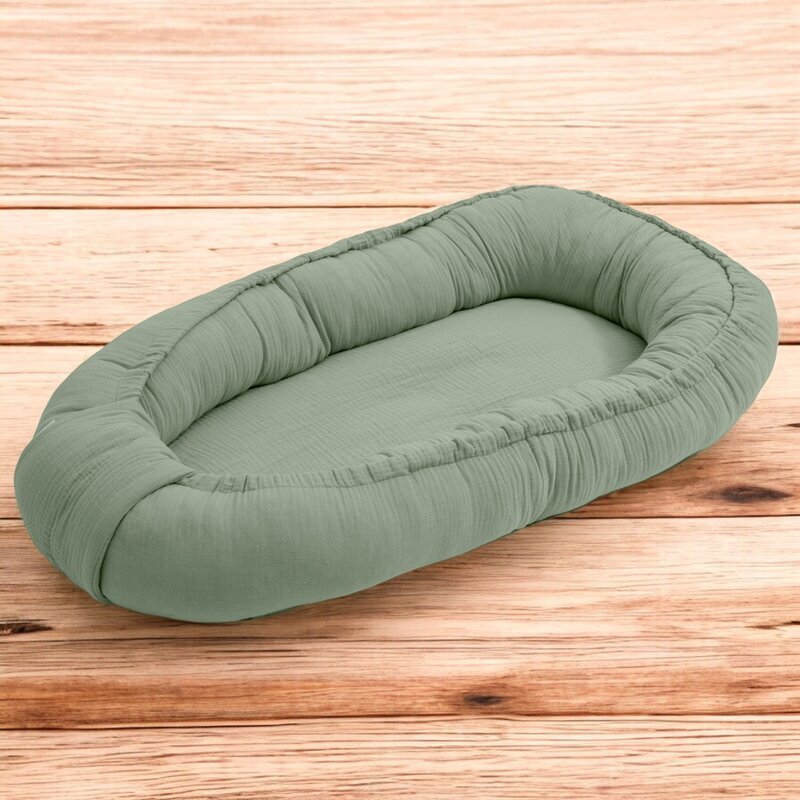 New Baby Cosulet bebelus Baby Nest 80 x 50 cm din muselina salvia