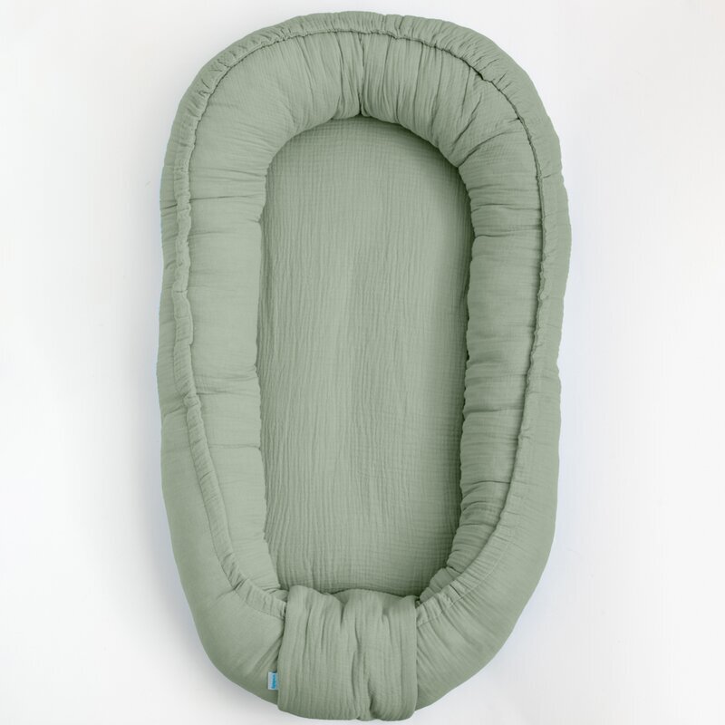 New Baby Cosulet bebelus Baby Nest 80 x 50 cm din muselina salvia