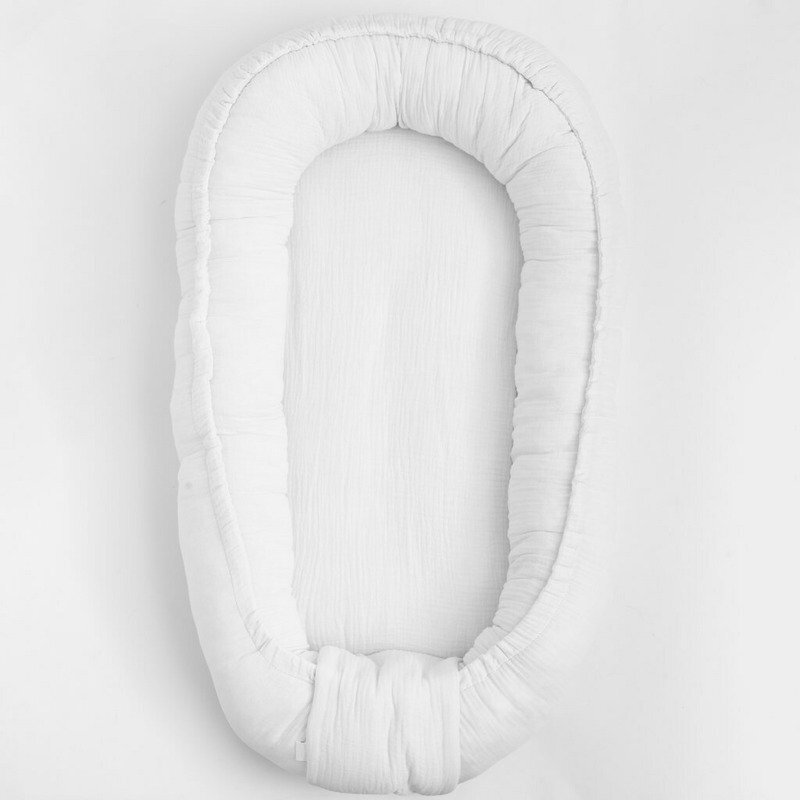 New Baby Cosulet bebelus Baby Nest 80 x 50 cm din muselina white