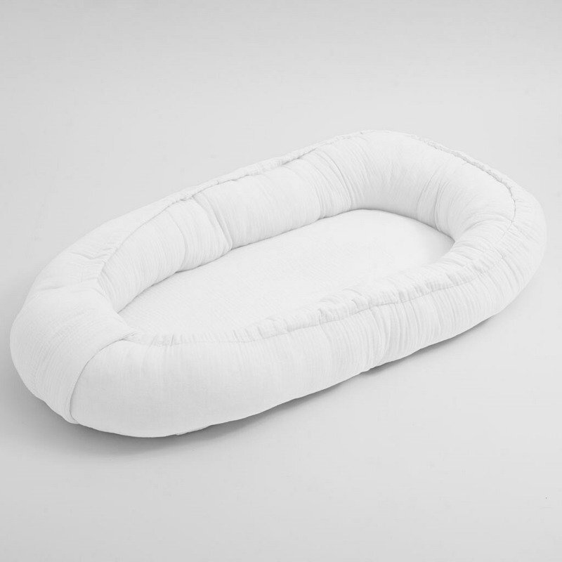 New Baby Cosulet bebelus Baby Nest 80 x 50 cm din muselina white