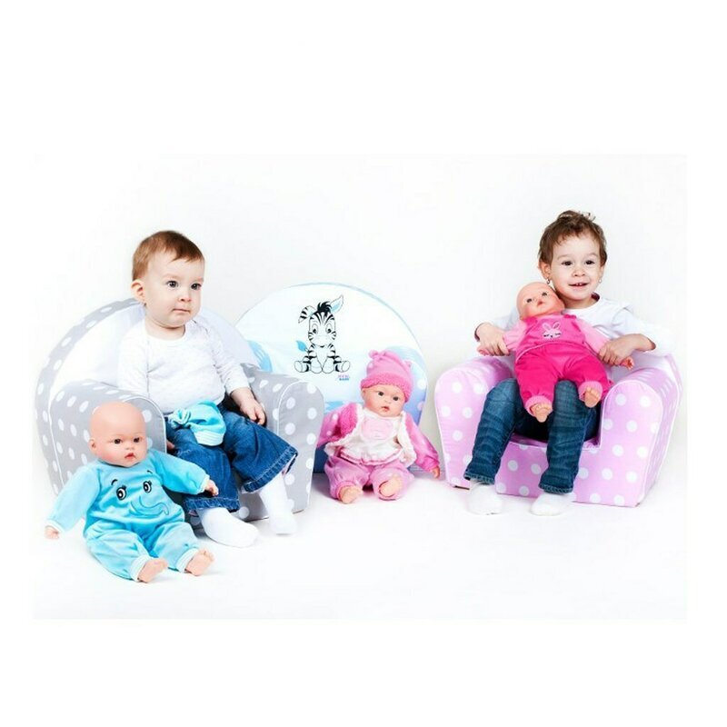 New Baby Fotoliu din burete 42x53 din spuma cu husa din bumbac 9 luni-5 ani Zebra Grey