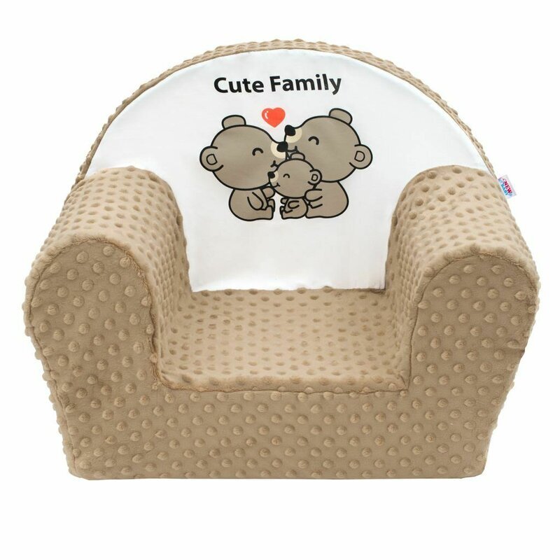 New Baby Fotoliu din burete din tesatura minky Cute Family Cappuccino