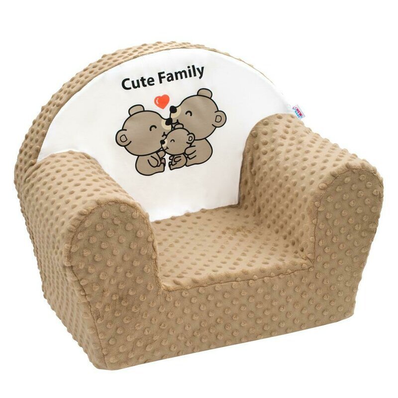 New Baby Fotoliu din burete din tesatura minky Cute Family Cappuccino