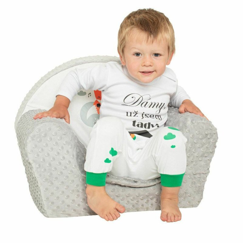 New Baby Fotoliu din burete din tesatura minky Fox Gray