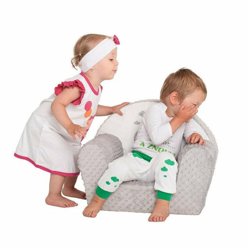 New Baby Fotoliu din burete din tesatura minky Fox Gray