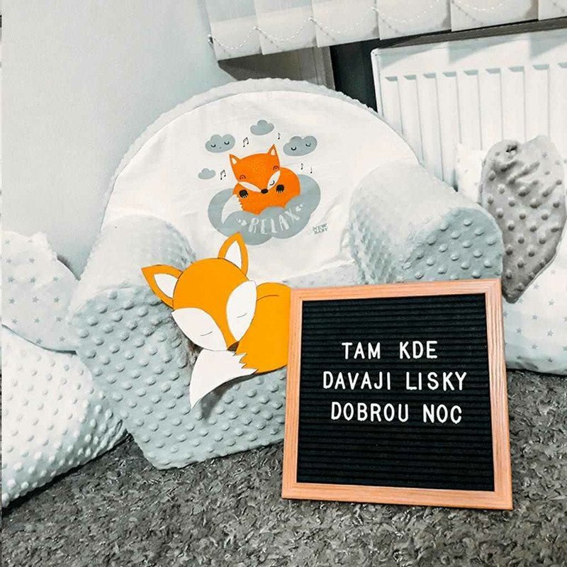 New Baby Fotoliu din burete din tesatura minky Fox Gray
