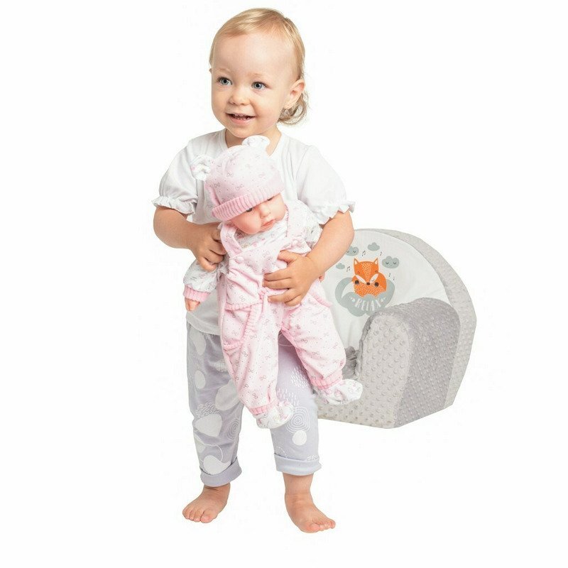 New Baby Fotoliu din burete din tesatura minky Fox Gray