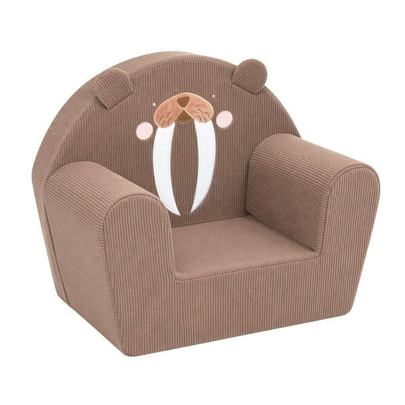 New Baby Fotoliu din burete pentru copii Morsa tesatura de catifea reiata cu husa detasabila materiale certificate Oeko Tex Standard 100