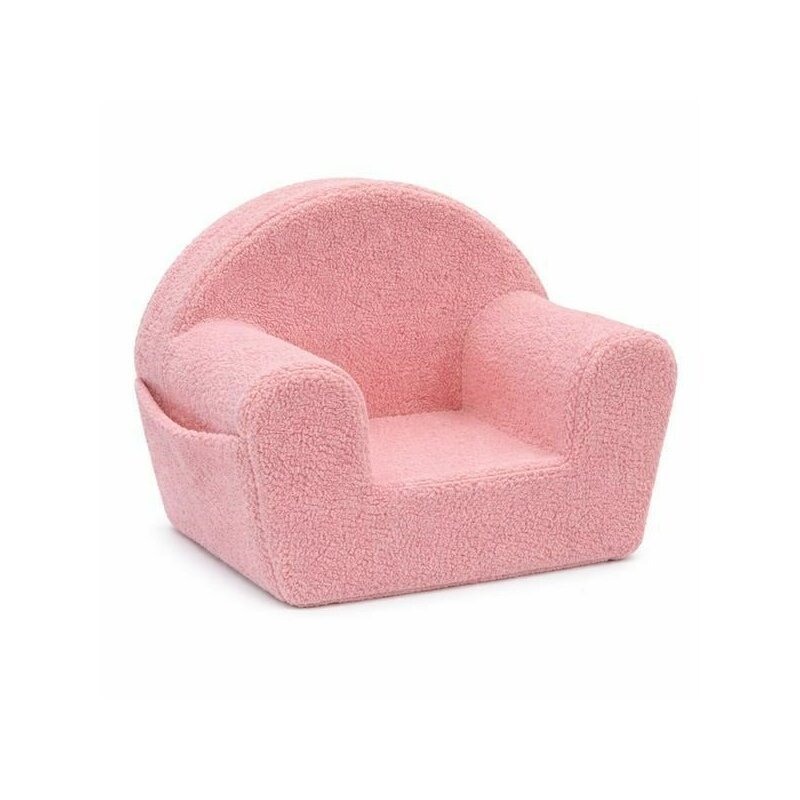 New Baby Fotoliu din burete pentru copii Teddy Pink cu buzunar lateral husa detasabila din materiale certificate Oeko Tex Standard 100