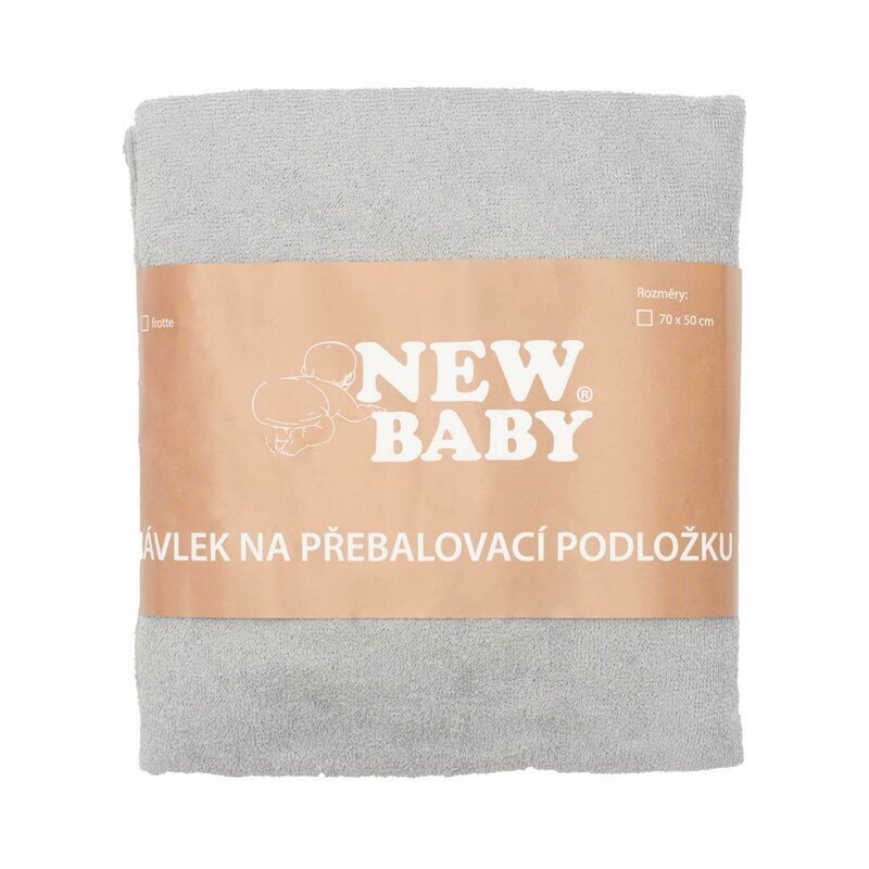 New Baby Husa pentru saltea de infasat 50x70 cm cu banda elastica Bumbac terry grey
