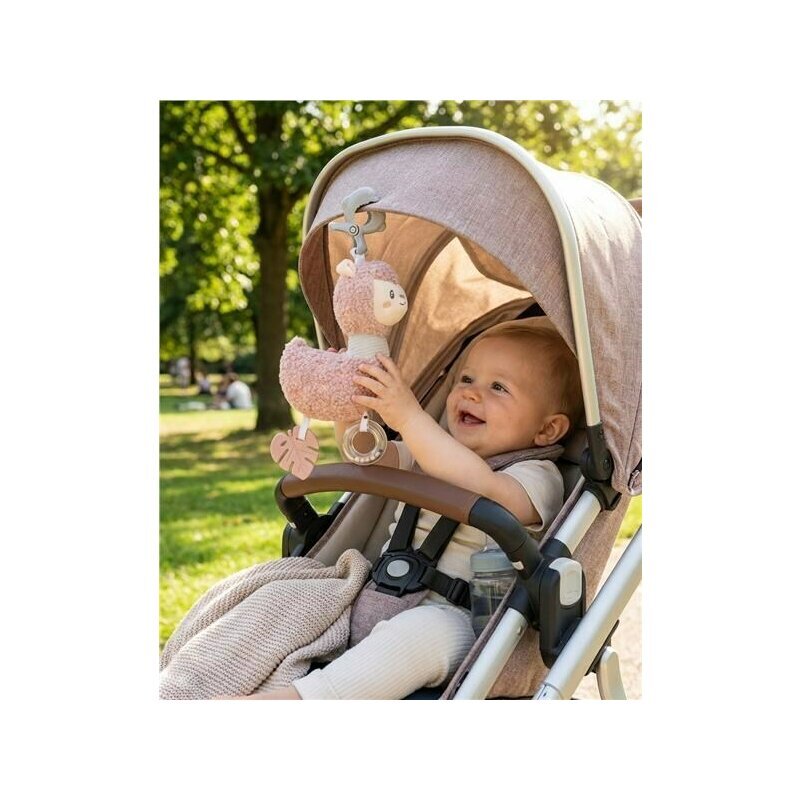 New Baby Jucarie interactiva Lama pentru atasare la patut sau carucior dezvolta abilitatile motorii include si jucarie pentru dentitie fara BPA 0 luni+