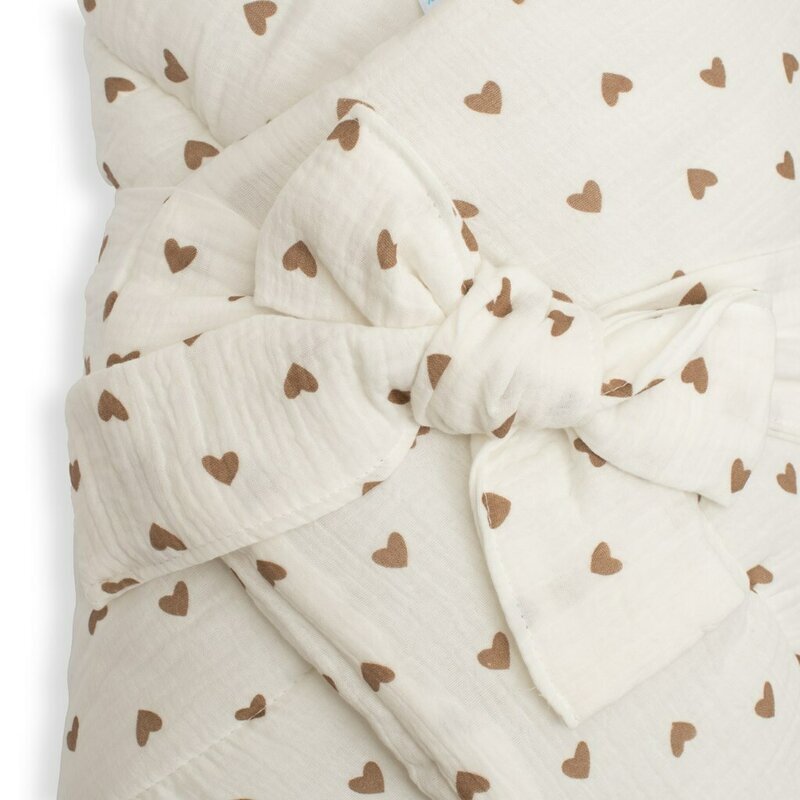 New Baby Paturica de infasat din muselina Little Heart 75x75 cm inchidere cu panglica
