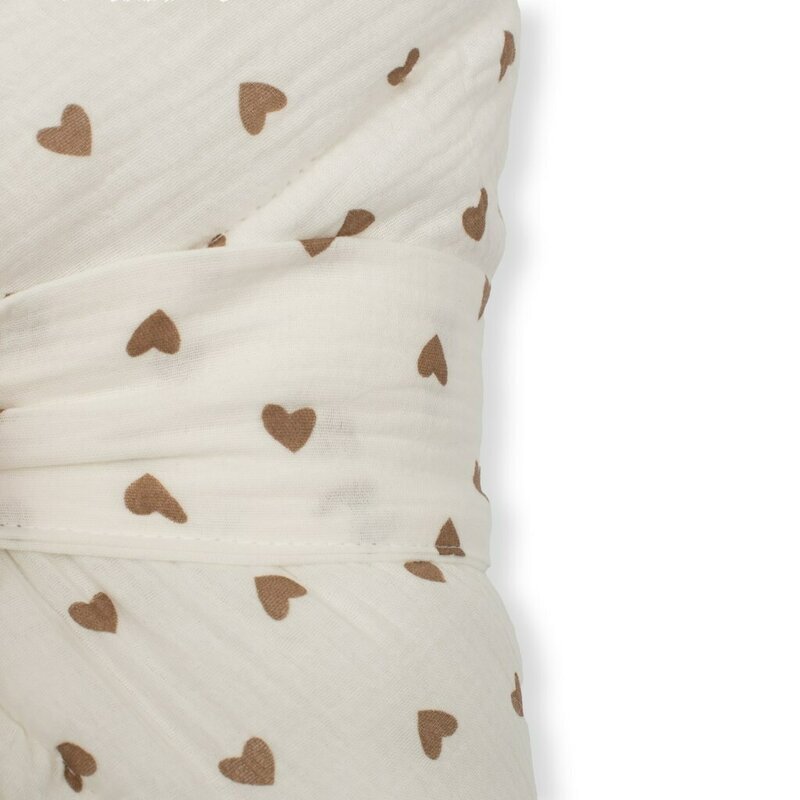 New Baby Paturica de infasat din muselina Little Heart 75x75 cm inchidere cu panglica