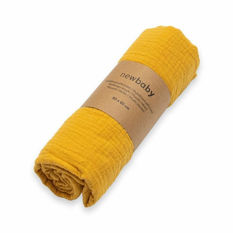 New Baby Paturica moale bebe cu multiple intrebuintari 60x60 cm din bumbac mustard