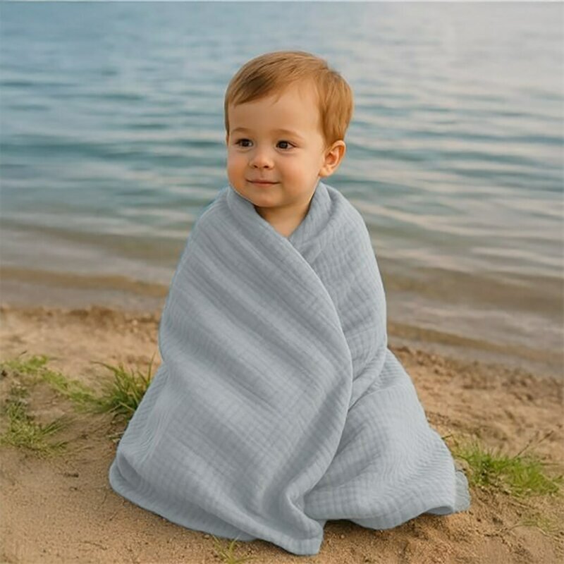 New Baby Paturica pentru bebelusi Grey din muselina bumbac 70x100 cm