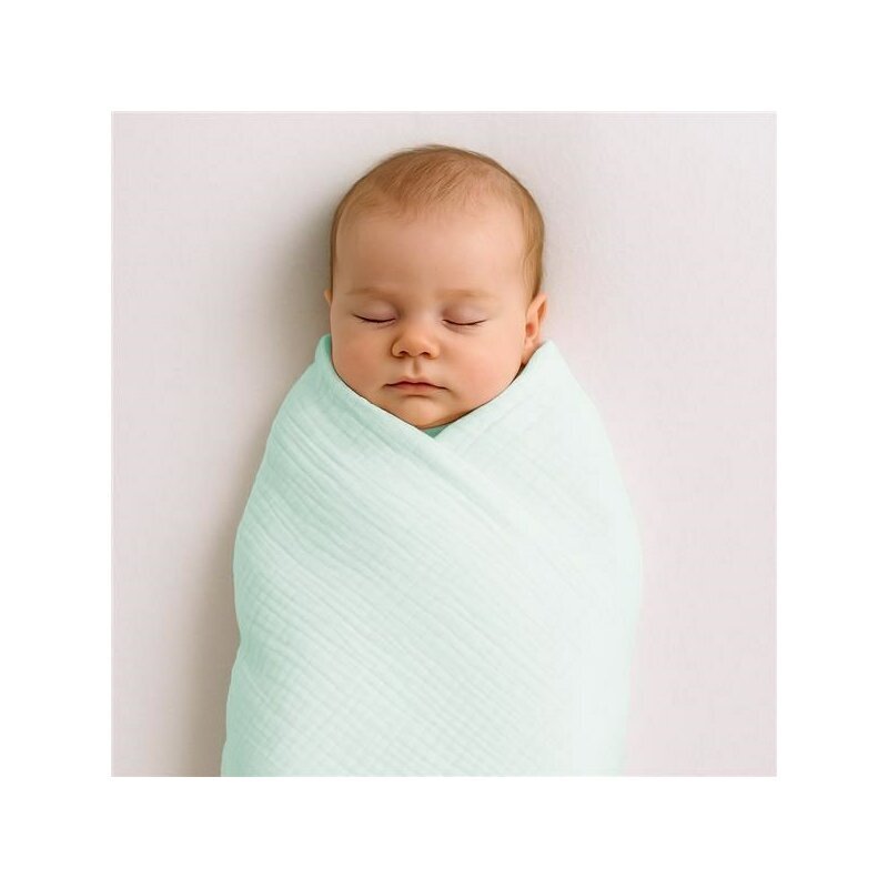 New Baby Paturica pentru bebelusi Mint din muselina bumbac 70x100 cm