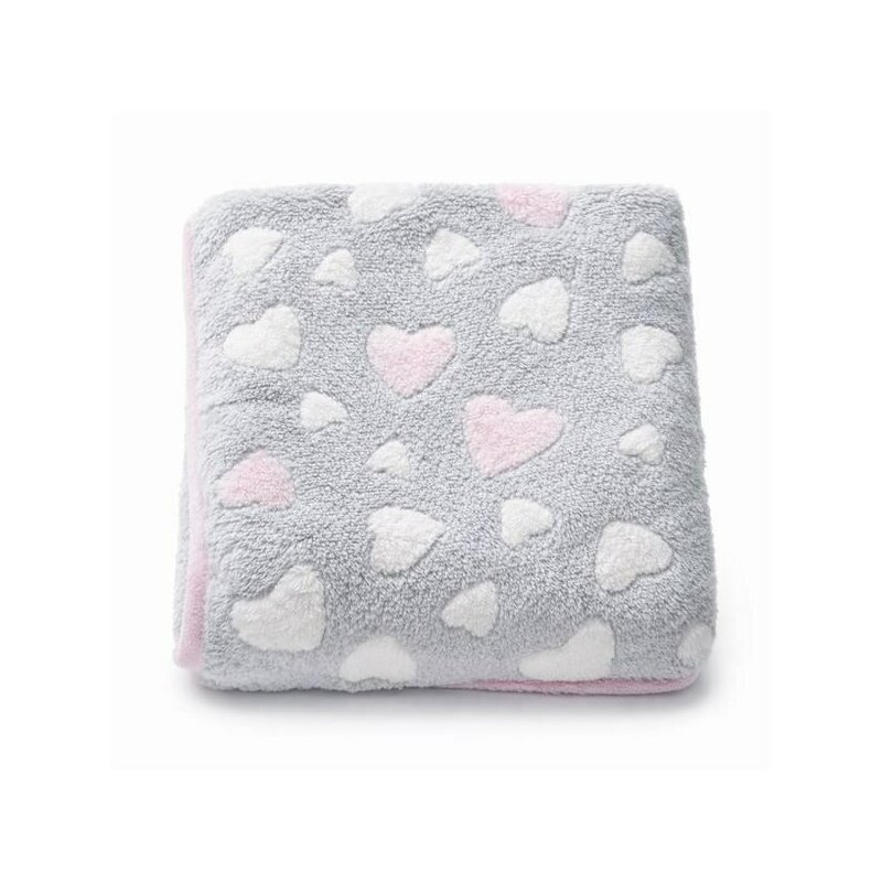 New Baby Paturica pufoasa pentru bebelusi 80x90 cm Pink Heart